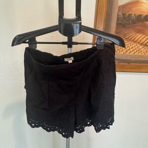LOFT Black Eyelet High Waist Shorts